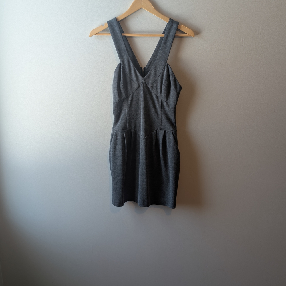 Jack by BB Dakota Charcoal Gray V-Neck Sleeveless Mini Dress